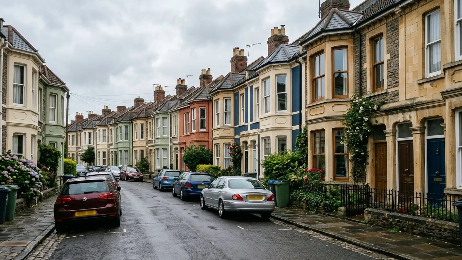 Illustrative image of a street of Bristol Victorian bay-fronted terraces, typical HMO conversion stock in Easton