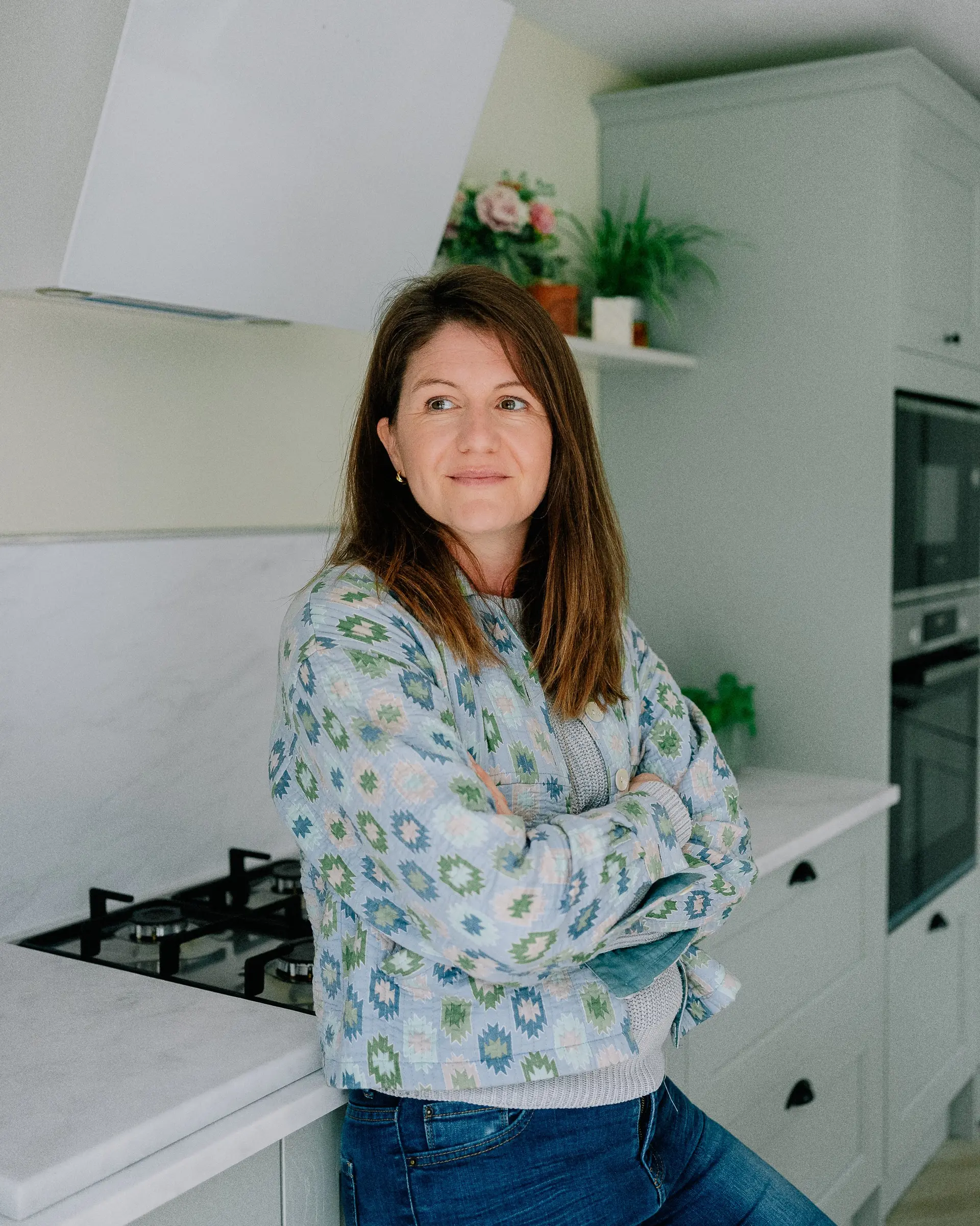 Anna Cordle, interior designer, in a family kitchen