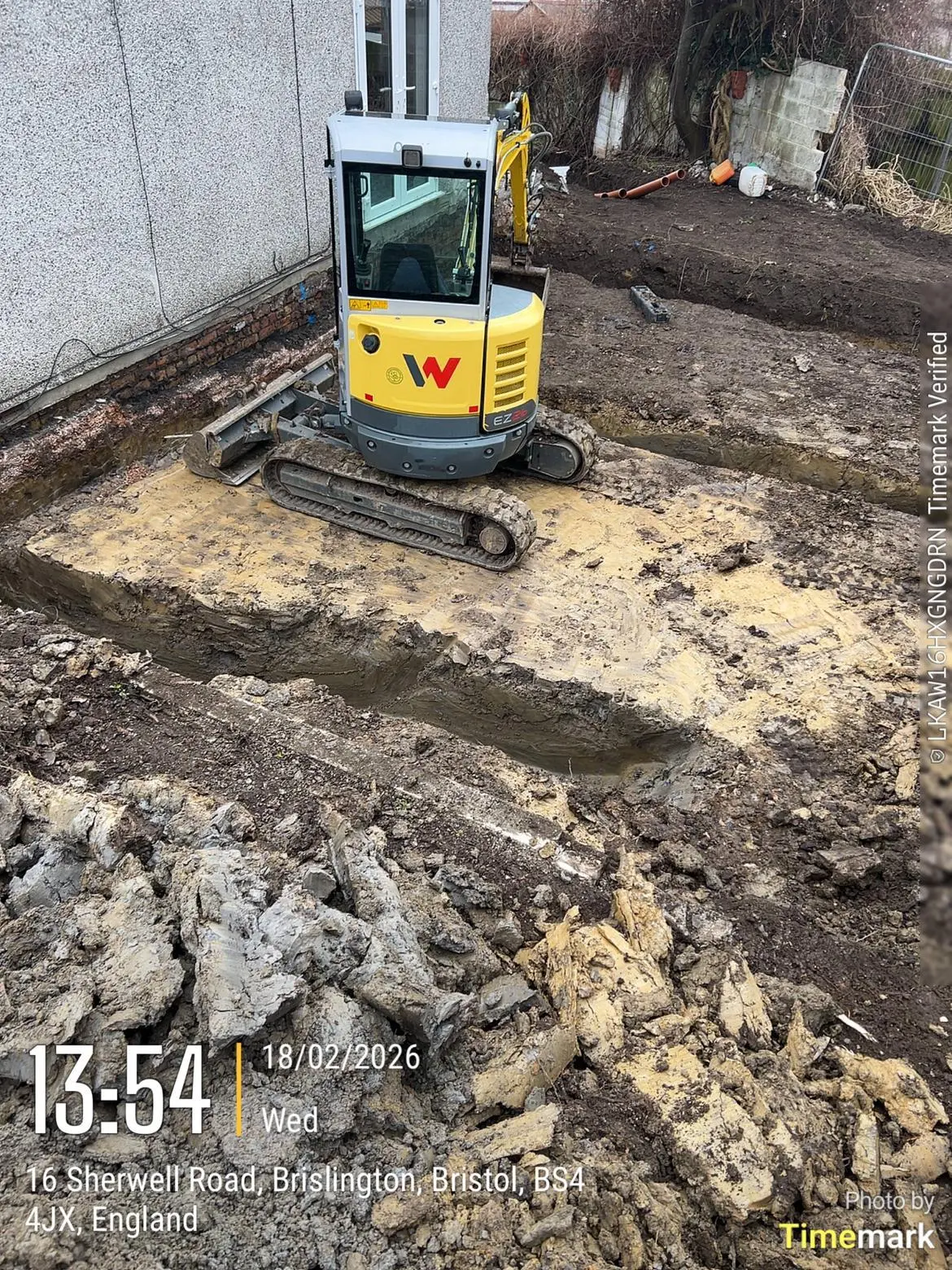 Excavator digging foundations on the Brislington plot