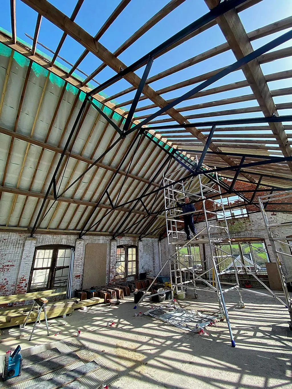 Roof structure works on a commercial outbuilding